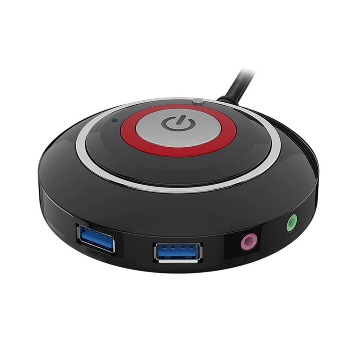 HEIßER AC18 Desktop-Computer Schalter Taste mit Dual USB Ports und Audio PC Externe Start Taste 165 cm Kabel
