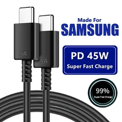 Cable tipo C de carga súper rápida 5A 45W PD USB-C para Samsung S21 FE S22 Plus S23 S24 Ultra Note 20 A14 A15 A33 A34 A53 A54 A55