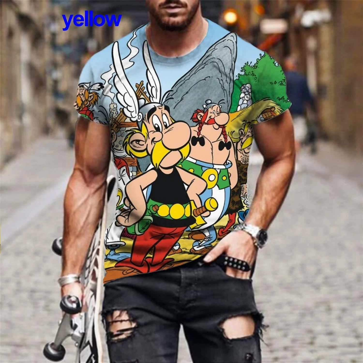 Hot Sale Comic Cartoon Asterix and Obelix Graphic 3D Print T-Shirts Fashion Men\'s/Women\'s Short Sleeve T-Shirt Plus Size Top Tee