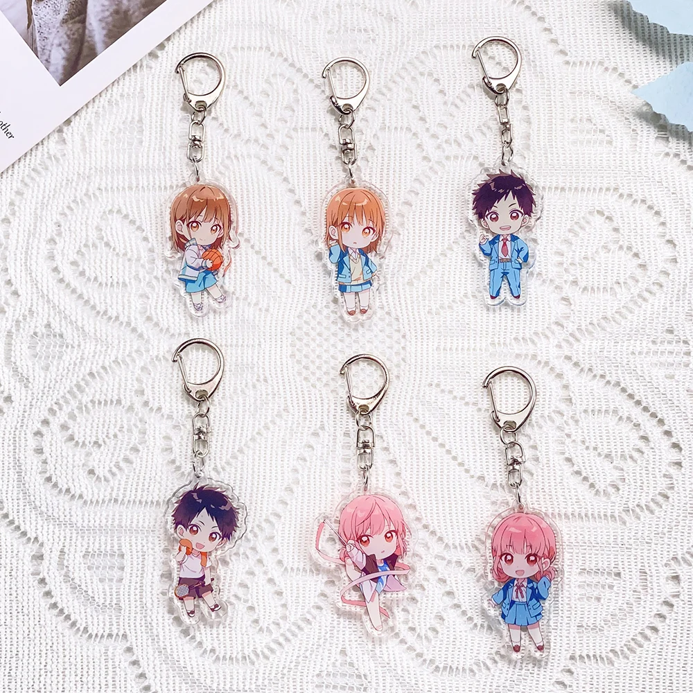 6PCS Anime Characters Blue Box Acrylic Keychain Accessories Keyrings Friends Gifts Funny Cartoon​ Bag Charms Backpack Pendant