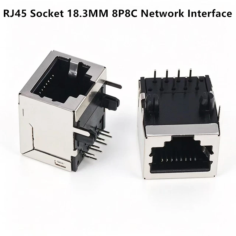 10PCS RJ45 Socket 18.3MM 58 Plug 8P8C Network Interface Network Cable Socket Length 18mm X Height 13mm