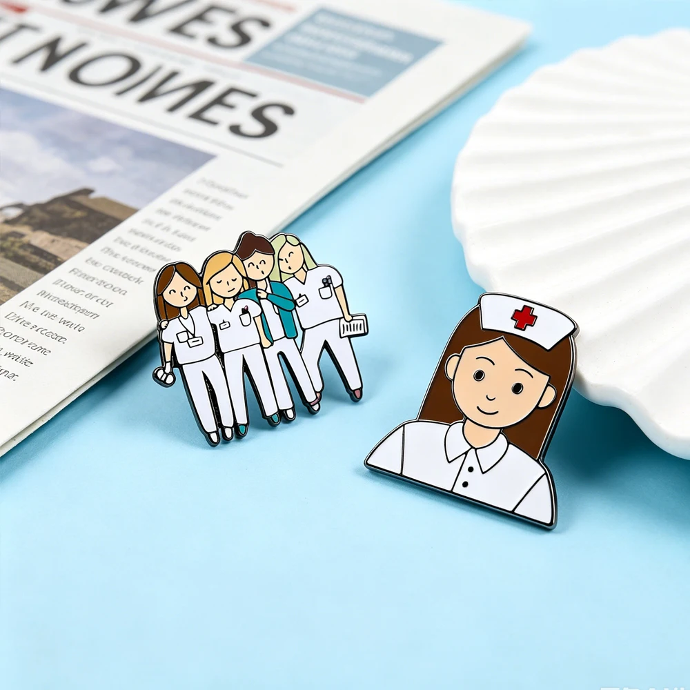 Cute Healthcare Worker Enamel Brooch Pin Nurse Team Uniform Badge Cute Backpack Decoration Medical Jewelry Gift