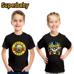 Hot Sale Rock Band Gun N Roses Print Fashion Kids T-shirt Baby Boys Girls Clothes Summer Children Cotton Short Sleeve T shirt