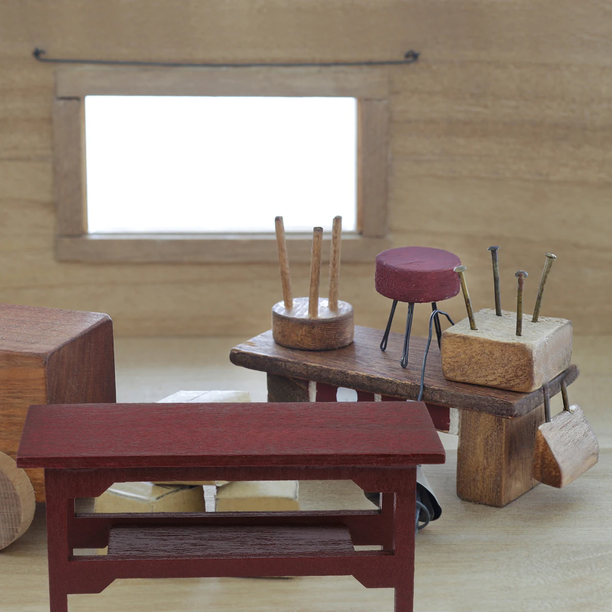 2 stücke Mini Holz Schreibtisch Ornament Vintage Stil Möbel Set Für Mini Haus Dekoration Micro Pretend Spielen Zimmer Schlafzimmer Geschenk