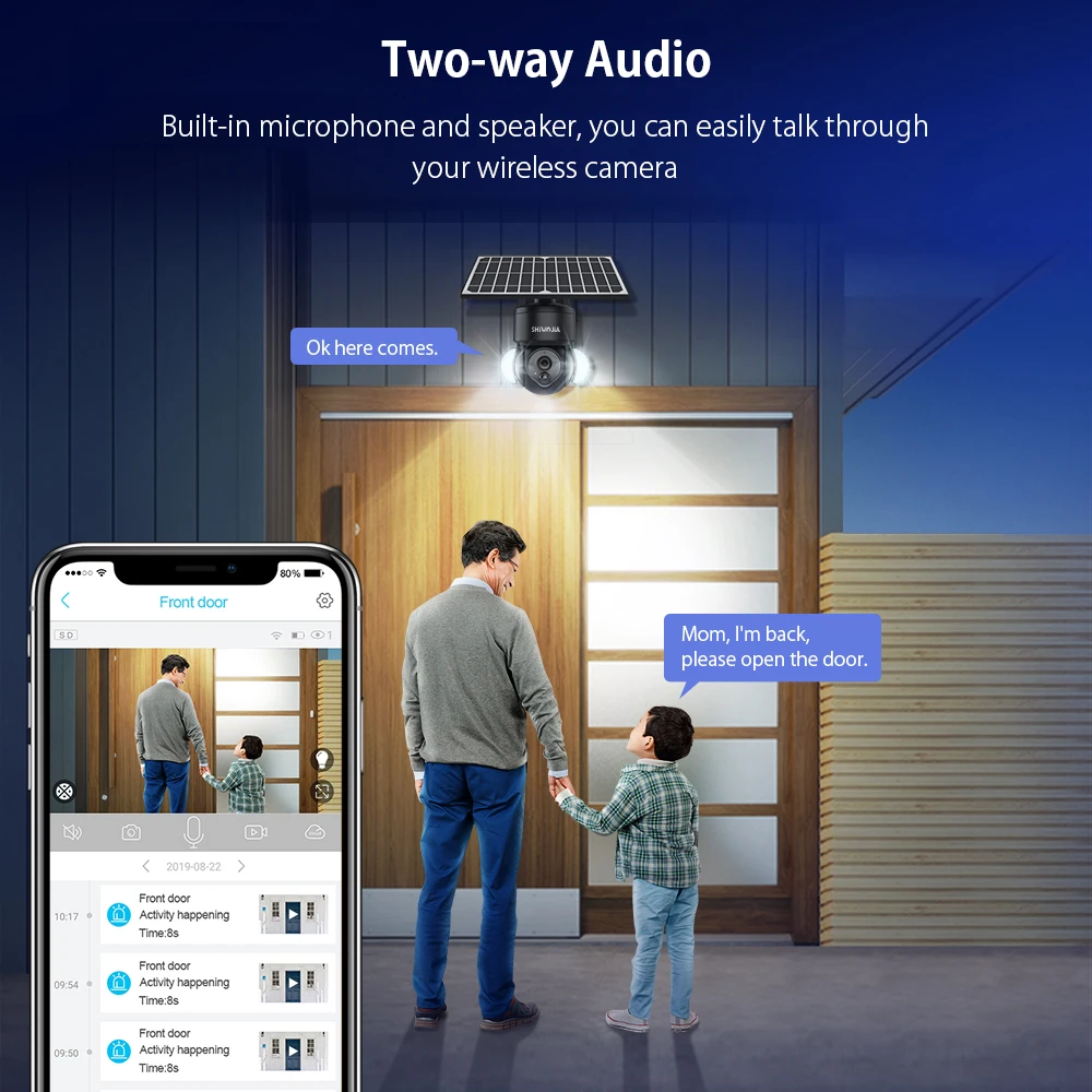 SHIWOJIA Solar Camera 4G SIM /Wifi 4MP HD Wireless Security Protection AI Human Detect Outdoor Solar Power Built-in Battery CCTV