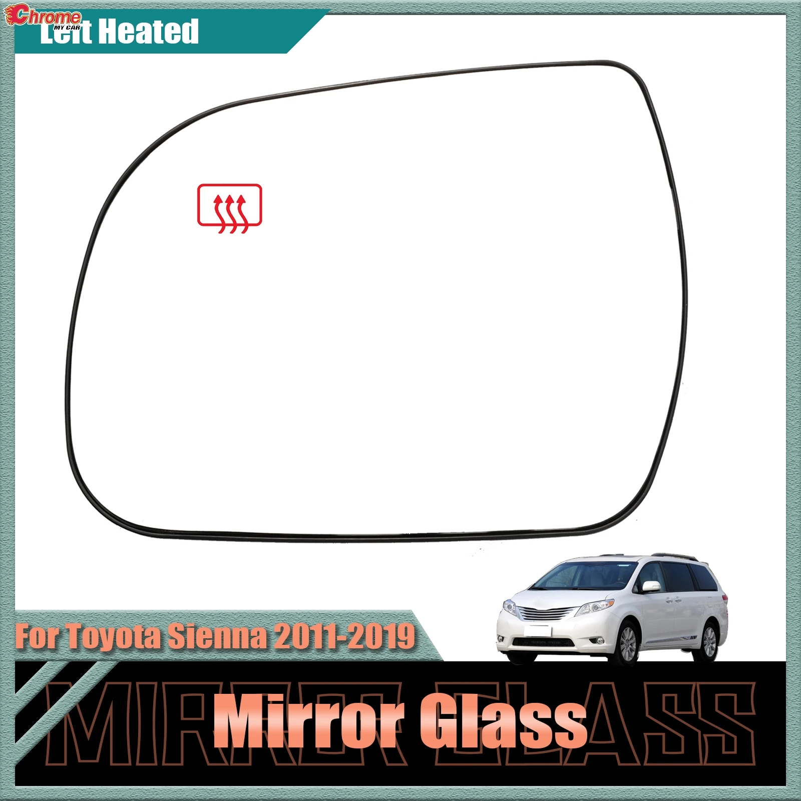 1x White Mirror Glass For Toyota Sienna Car 2011 - 2019 Left Driver Side Rearview With Heated Function Waterproof Large Vision