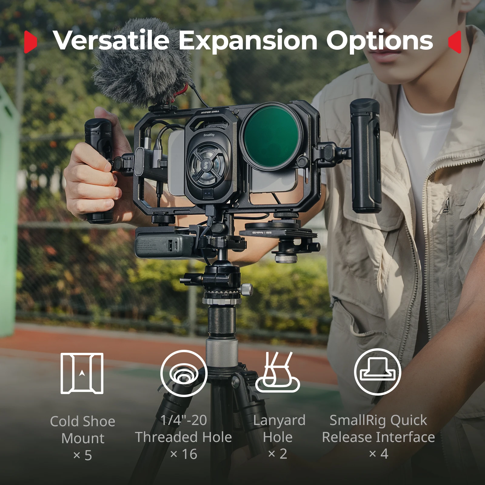 SmallRig 17 Pro / 17 Pro Max قفص الهاتف الذكي الكل في واحد نظام تبريد محمول 15 وات لهاتف iPhone 17 Pro 2 في 1 USB-C الصوتي والطاقة