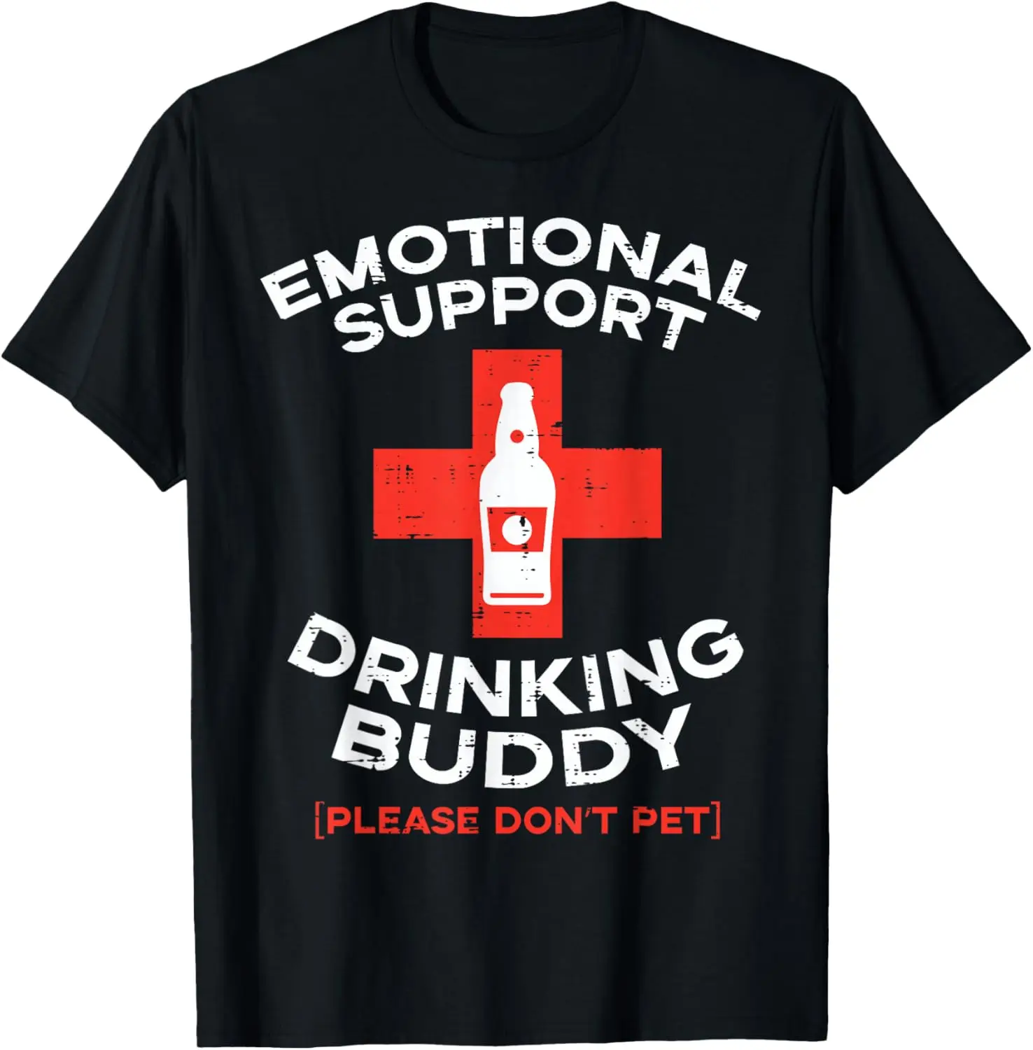 Emotional Support Drinking Buddy Beer Graphic T-Shirt Funny Gift Casual Cotton Tee