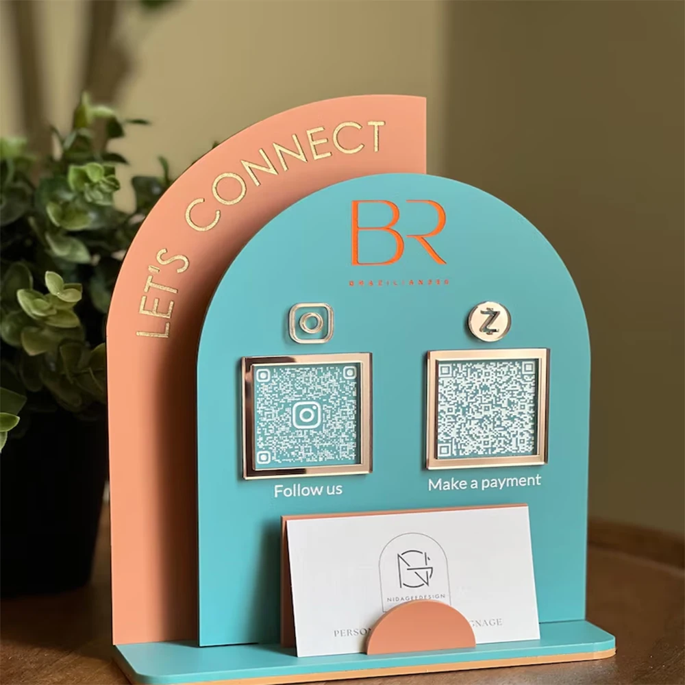 تخصيص الشعار الشخصي، بطاقة الدفع برمز QR من الأكريليك، قاعدة أكريليك، رموز QR متعددة مناسبة لمراجعات الوسائط الاجتماعية #1