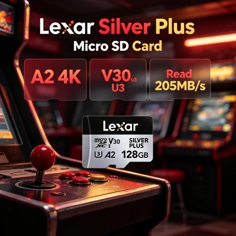 Lexar Silver Plus Micro SD Card SDXC A2 4K V30 U3 64GB 128GB 256GB 512GB 1TB Read 205MB/s TF Memory Cards Action Camera