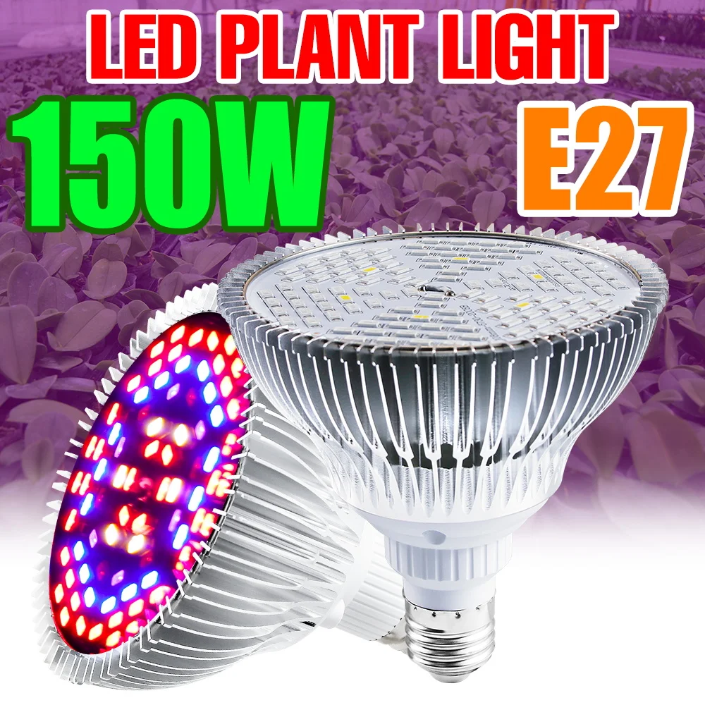

150W LED Plant Grow Light Bulb E27 Full Spectrum Indoor Seeding Cultivation Lamp E14 Flower Potted Vegs Fill Lighting 110V/220V