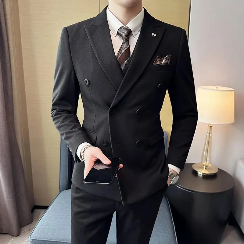 

7229 Double-breasted three-piece slim-fit autumn and winter suit