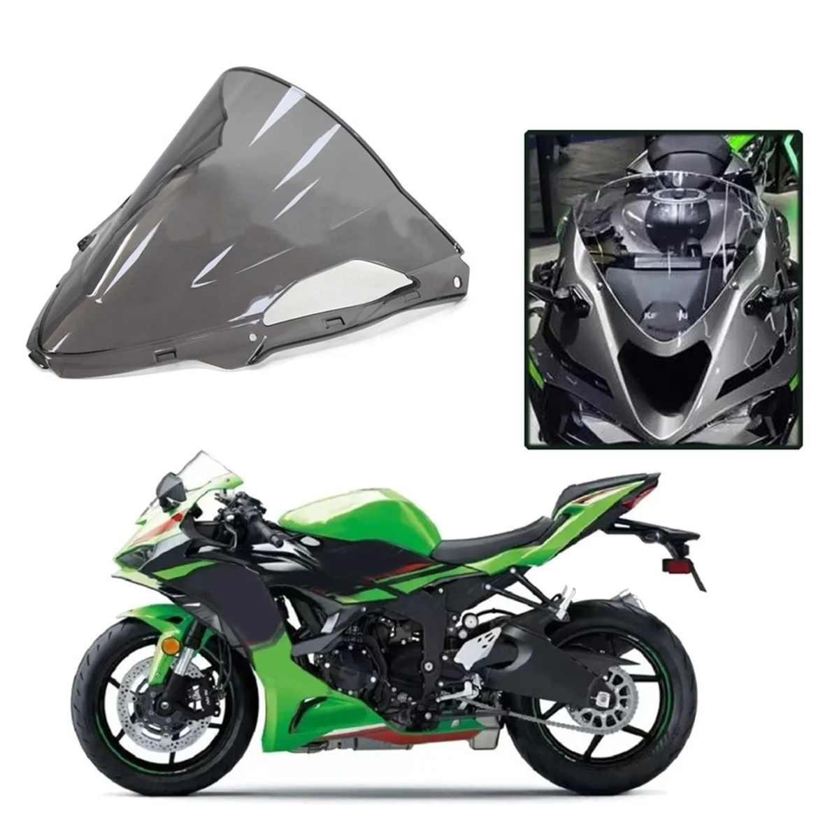 T48C_دراجة نارية الزجاج الأمامي الزجاج الأمامي يربك منحرف الرياح لكاواساكي ZX-6R ZX6R ZX 6R 2023 2024 رمادي #5