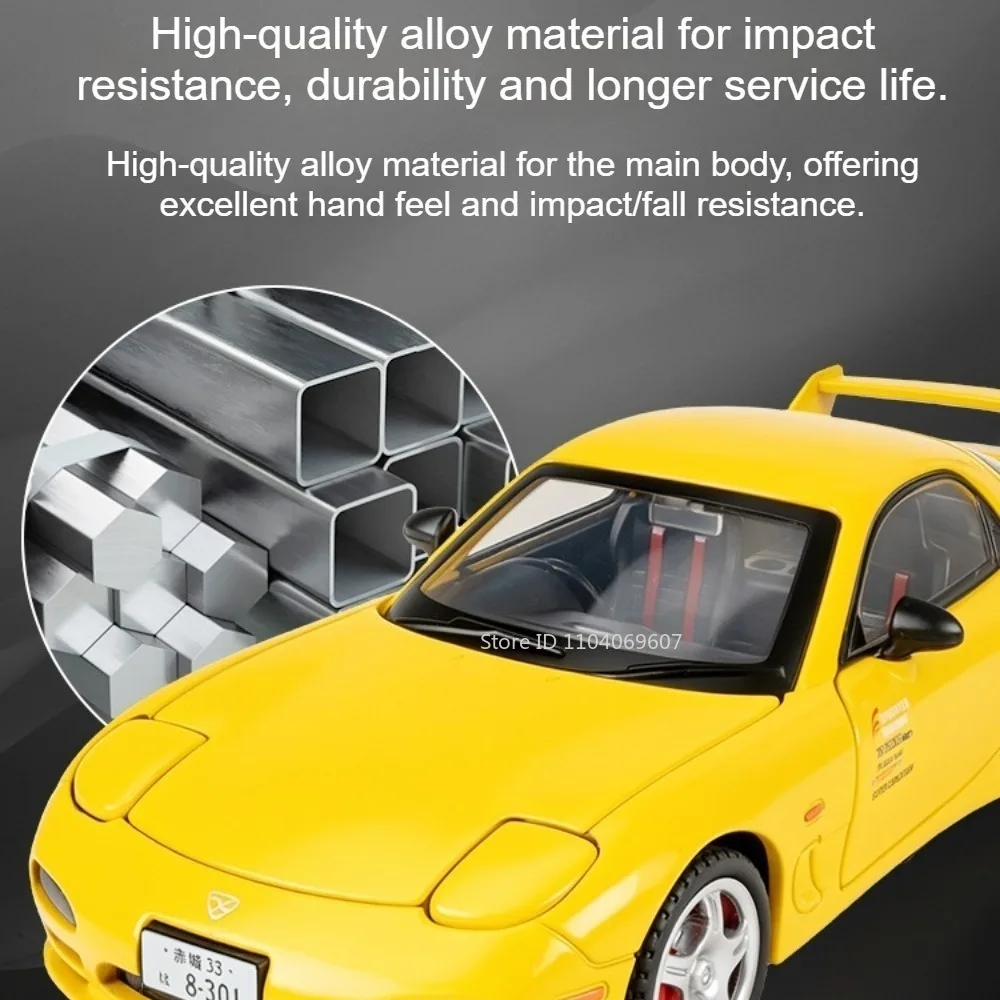 1:32 RX7 Sports Car Model Toys Alloy Diecast Miniature Supercas Doors Opened Pull Back Sound Light Simulation Interior Kid Gifts