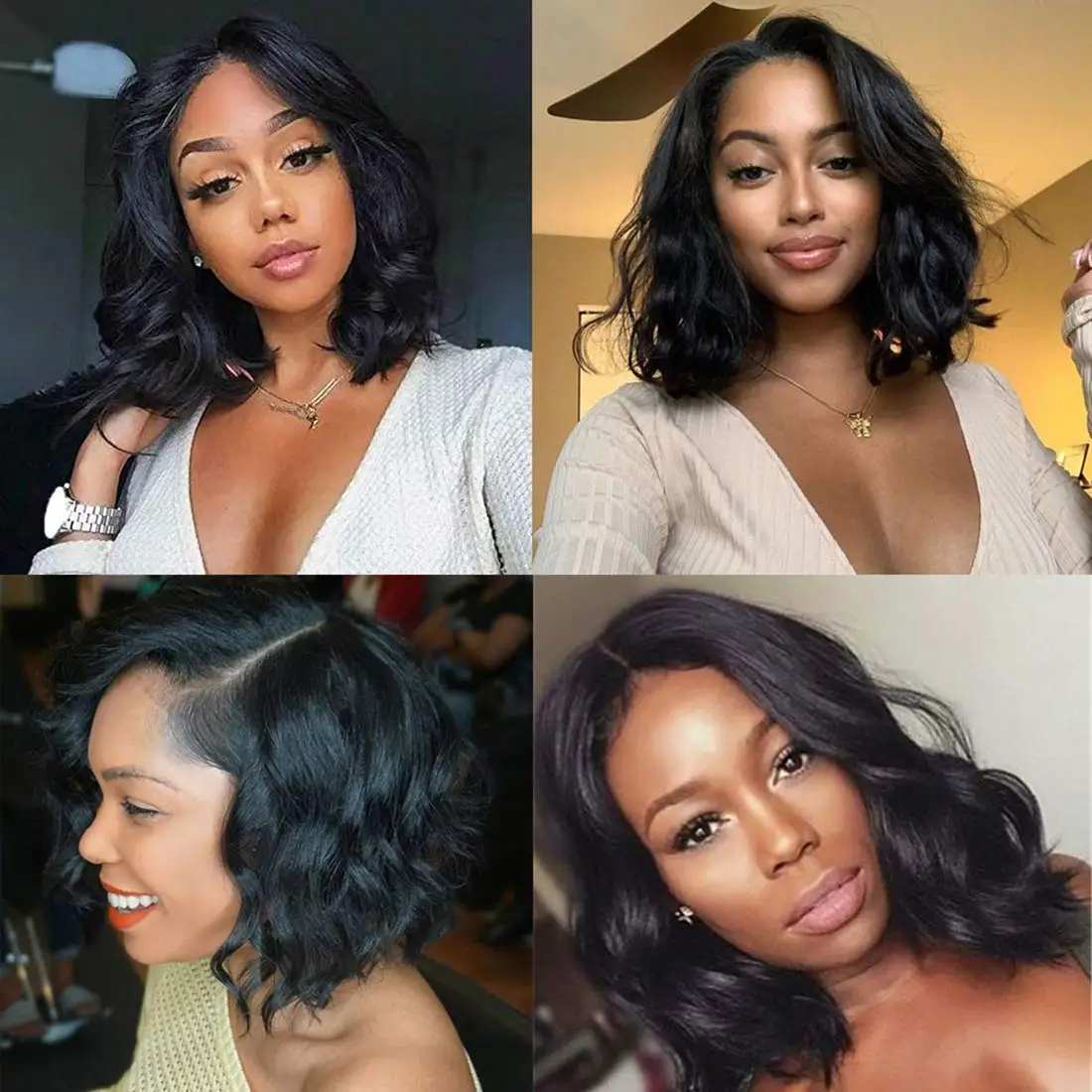 Peruca curta bob onda do corpo 5x4 peruca frontal do laço cabelo humano 5x5 hd peruca dianteira do laço cabelo brasileiro cor preta natural para preto