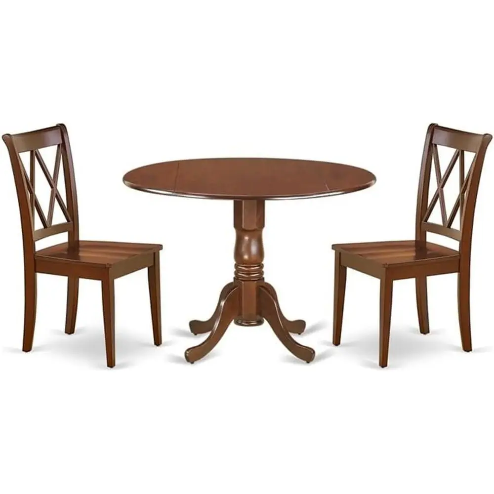 

3-Piece Compact Dining Set: Round Table with 2 Chairs, 42x42, Suitable for Small Spaces