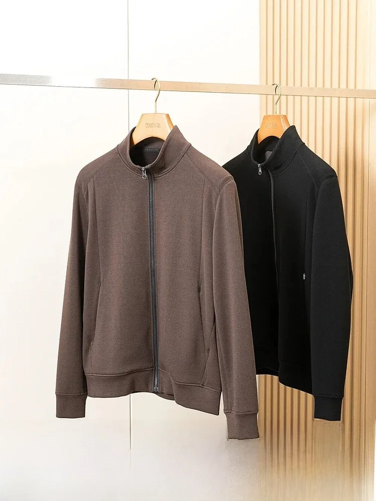 

Повседневная мужская шерстяная куртка на молнии с воротником-стойкой, осень-зима, новая удобная универсальная молодежная верхняя одежда со стойкой