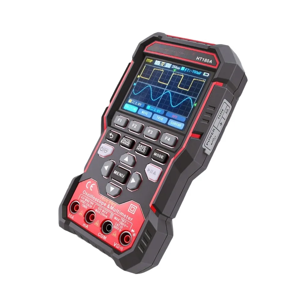 HT180A 3-in-1 Benchtop Tester Oscilloscope Multimeter Signal Generator for YT Display Modes and Multiple Persistence Settings