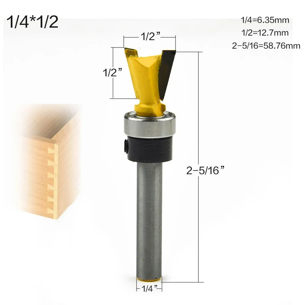 1/2pcs 14 Degree 1/4 Inch Shank Carbide Dovetail Router Woodworking Engraving Bit Milling Cutter Wood working Cutter Tools