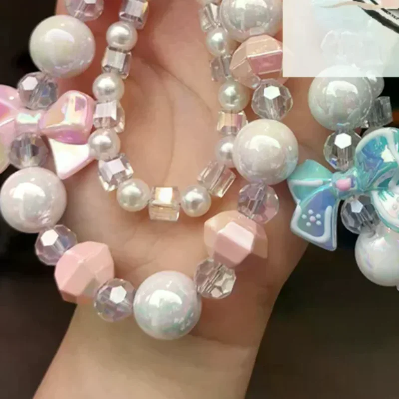 

Ремешок для мобильного телефона, короткий стильный ремешок на запястье с бантом, браслет ручной работы из бисера, кулон, ремешок с защитой от потери, широкий ремешок на запястье