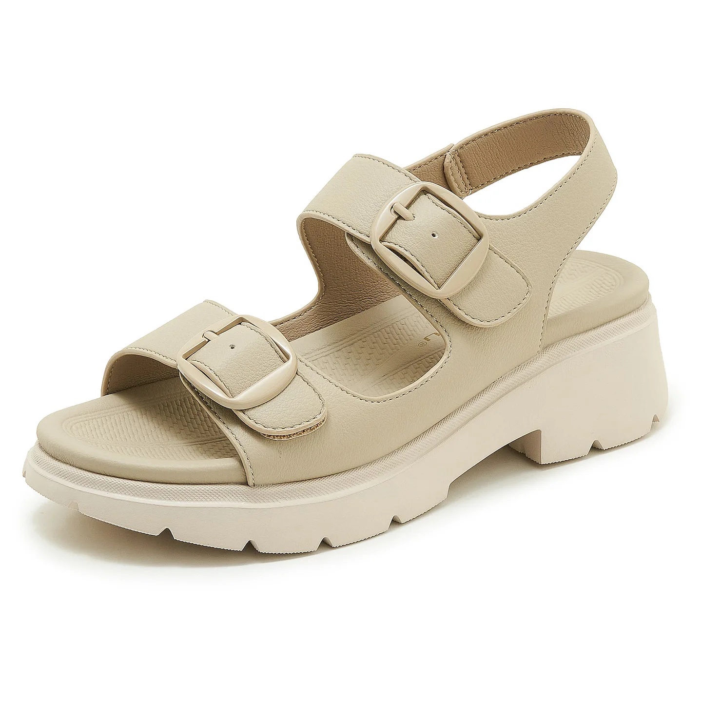 

Summer New Metal Bule Slippers Casual Slope Heel Lightweight Large Size Women's Sandals Comfortable Faionable round Toe