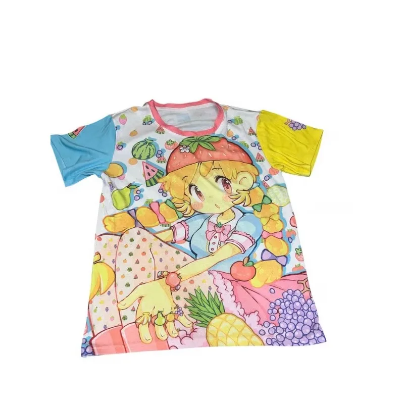 2026 Summer Japanese Sweet Cool Anime Printing Short Sleeve Super Large Fashion Breathable Fast Dry Casual Kawaii Girl T-shirt