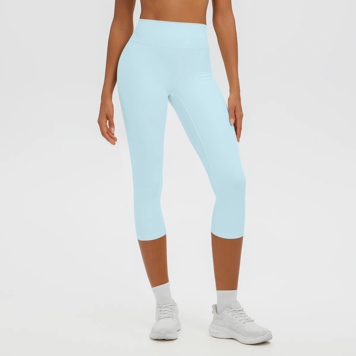 Damen-Yoga-Hosen in mittlerer Länge, einfarbig, mit hoher Dehnbarkeit, Damen-Leggings, Capri-Hosen, für Sommer, Sport, Fitnessstudio, Outdoor-Aktivitäten, Laufen, Damen-Hosen. – Detail 13