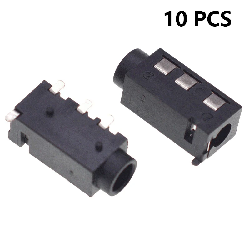 Ângulo direito PCB Jack Horizontal Connector, Through Holes, 4 Contact, 4 Conductor, Ângulo direito, nenhum interruptor interno, 4 Pole, TRRS, 3.5mm, 10Pcs