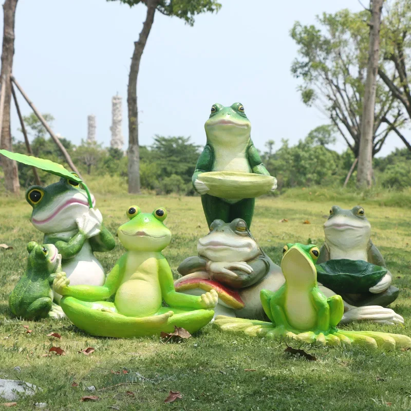 Simulation cartoon sculpture frog ornament outdoor shopping mall pastoral garden landscape fiberglass animal beauty decoration