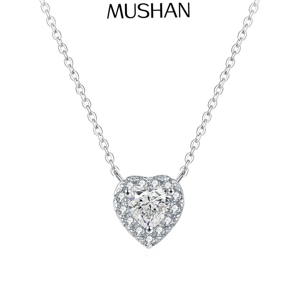 MuShan Luxury Jewelry 925 Sterling Silver Pendant Locket Heart Moissanite Non Tarnish for Daughter Real Gold Plated MST Patent