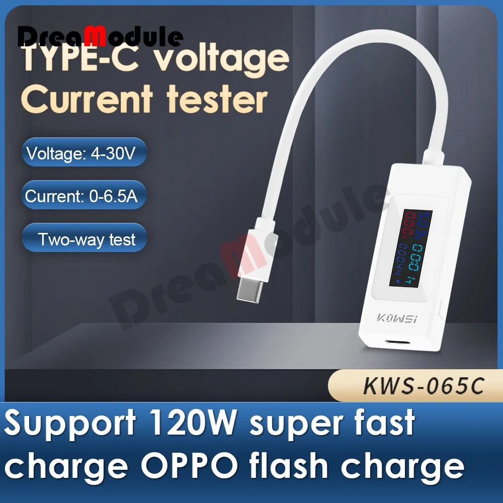 Amperomierz Tester 4-30V 0-6.5A Tester ładowarki typu c kolorowy ekran LCD na USB prądu i Tester napięcia dwukierunkowy Tester