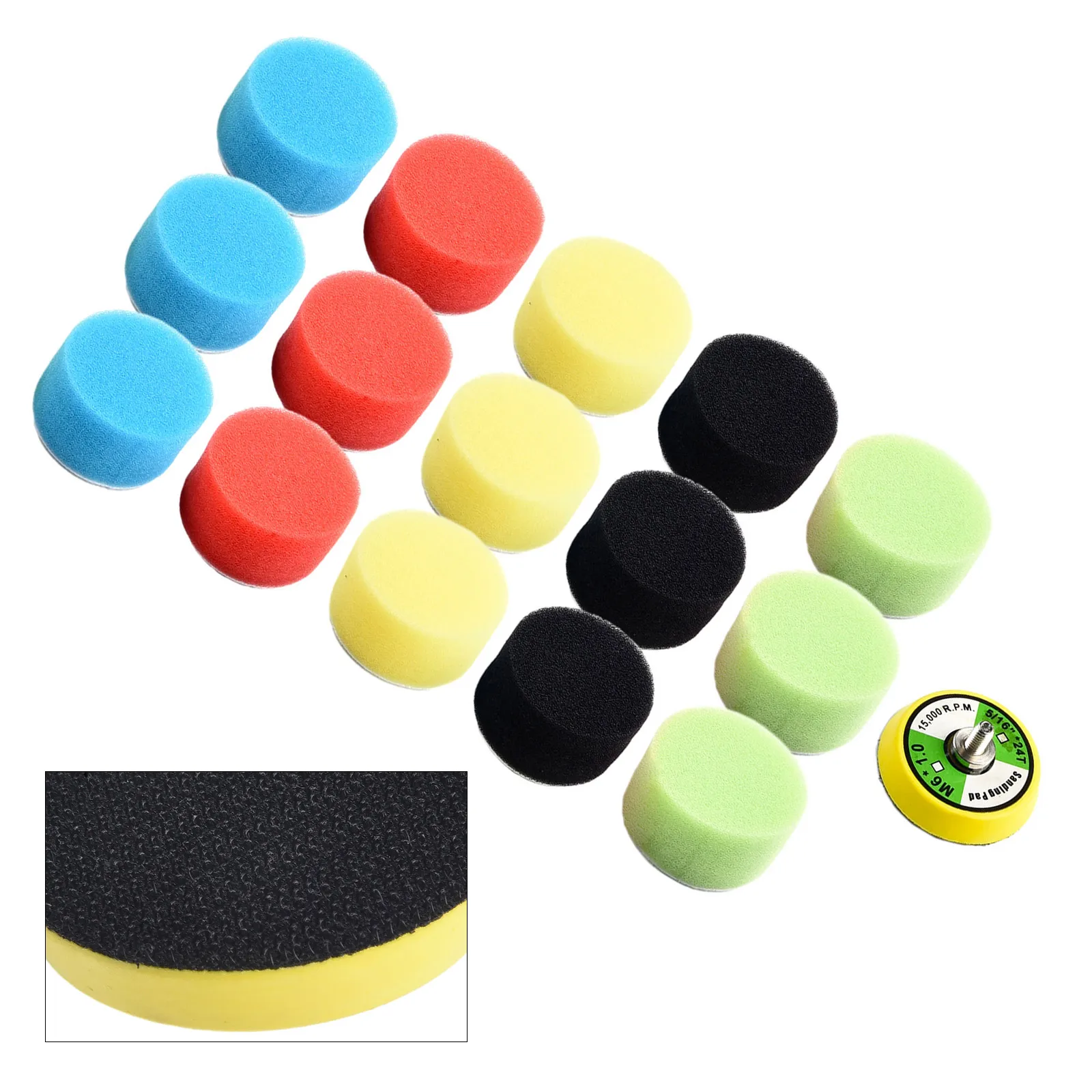 16pcs  2 Inch 50mm Polishing Buffing Pad Kit Car Waxing Polishing Sponge Pad For Car Buffer Polisher Compounding And Waxing