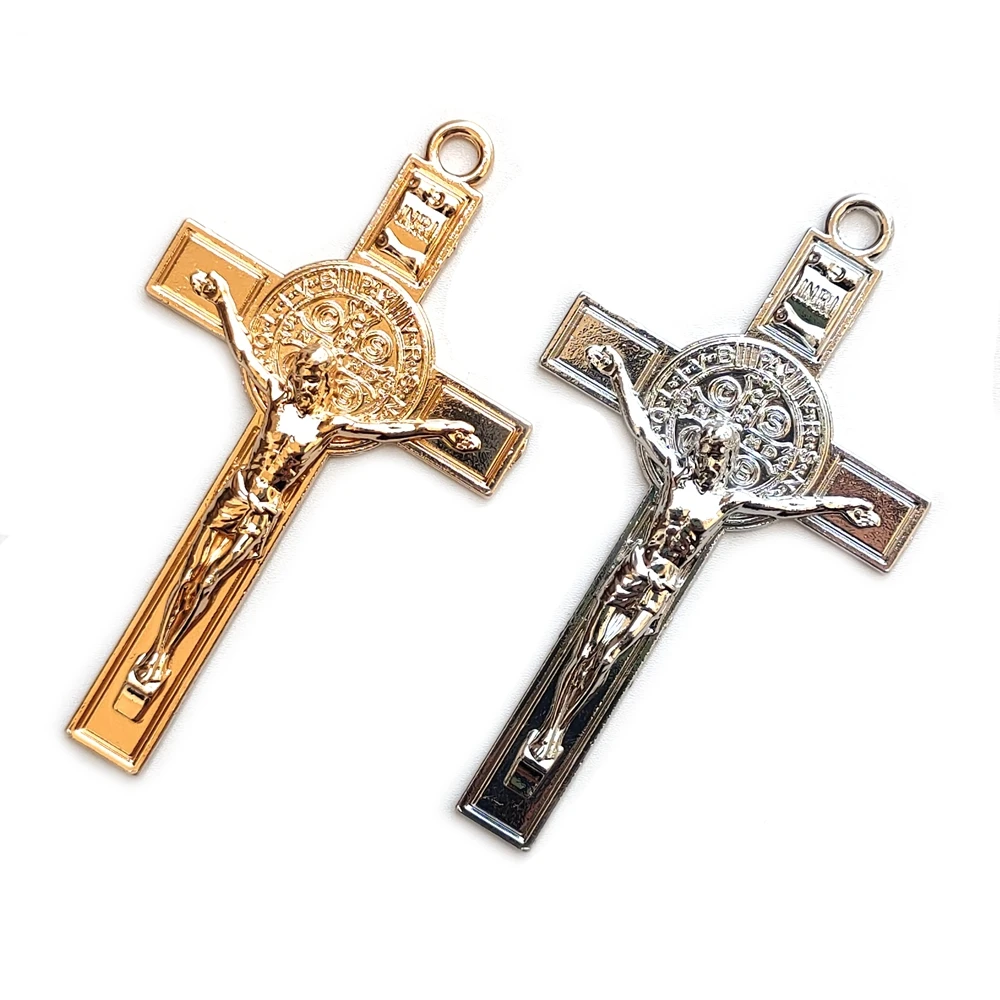 QIGO accessori per gioielli religiosi 6.5*3.5 cm ciondolo crocifisso croce gesù in metallo fai da te 5 pz/lotto