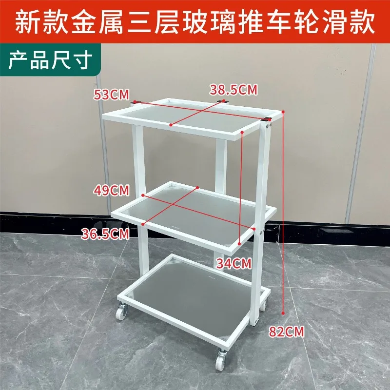 New hair tool cart Beauty barber shop special glass cart Hair beauty nail studio shelf