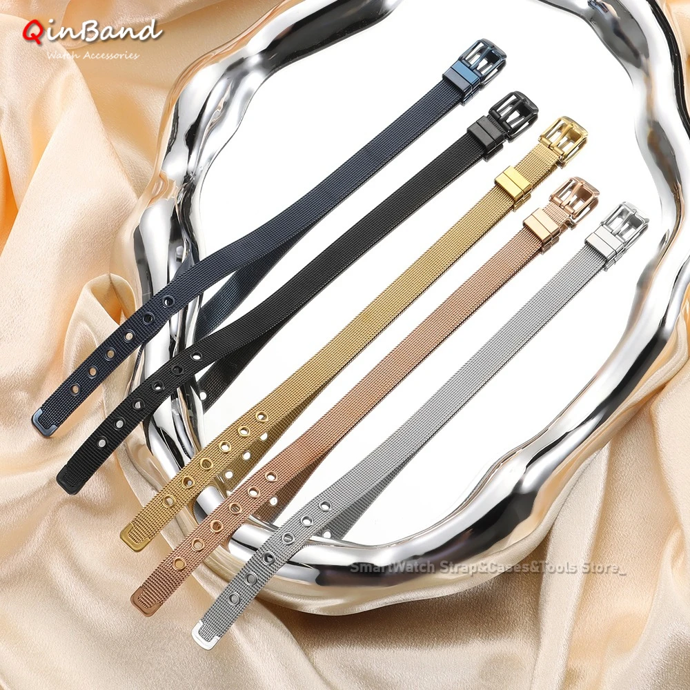 Fashion Titanium Steel Wristband Women's Casual Mesh Watch Strap Bracelet Silver Gold Watchband Personality Wrist Accessories