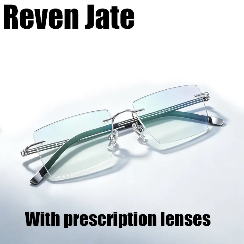 Reven Jate 6054 Men's Ultralight Titanium Rimless Optical Glasses Frame Fashion Prescription Eyewear New Arrival