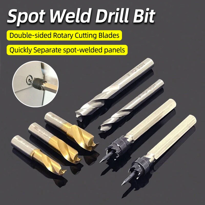 Broca de soldadura por puntos rotativa de doble cara HSS, cortador de 8 caras de Metal, removedor de Bitum, Broca, abridor de agujeros, herramientas de soldadura por puntos, 9,5mm