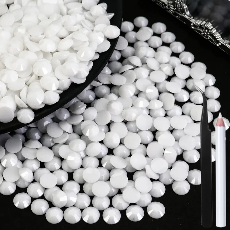 5000-10000pcs Pure White Flatback Resin Jelly Rhinestones 2-6mm Drill Faux Gems Bead for Crafts DIY Nail Art Charms Supplies