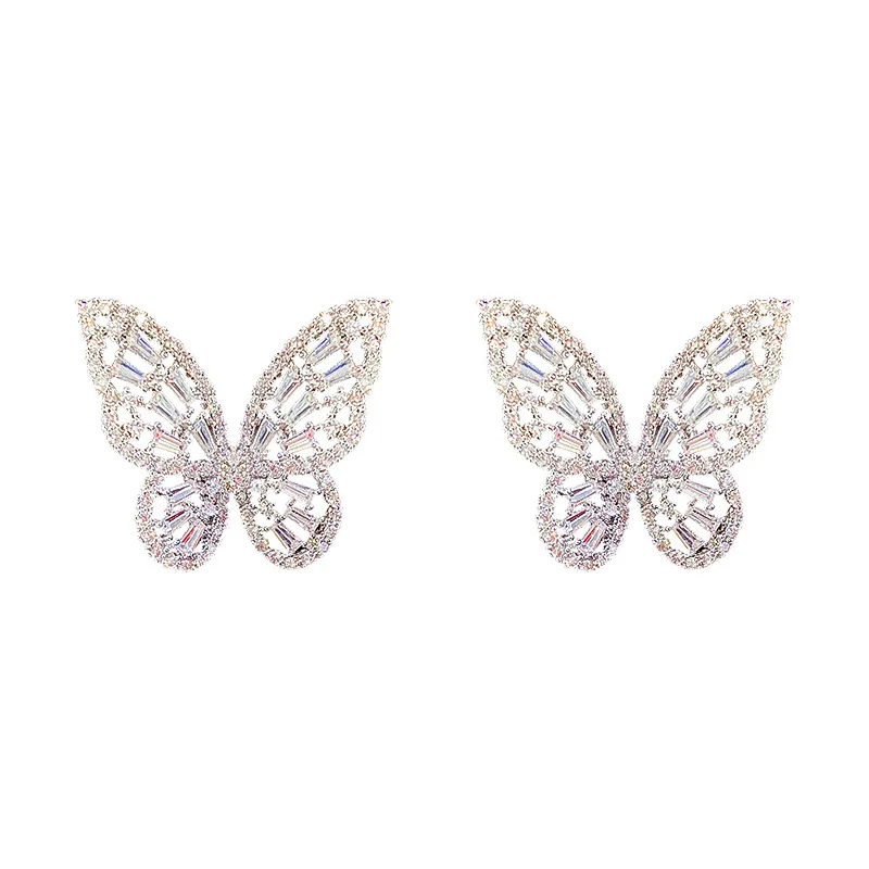 2022 New Butterfly Zircon Earrings women\'s Korean jewelry literary style earrings net red temperament simple new earrings