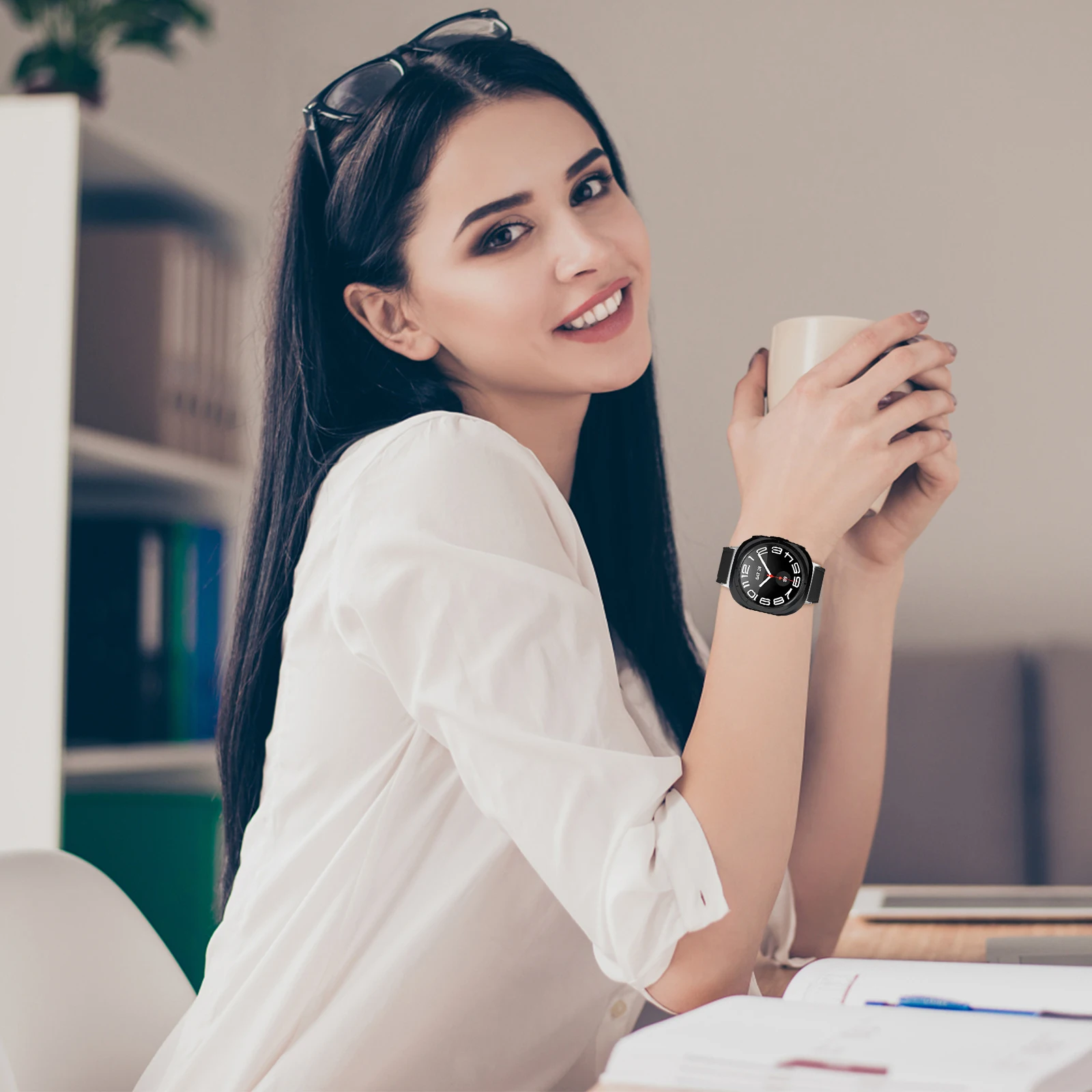 Para Samsung Galaxy Watch Ultra 47mm pulseira de couro de vaca genuíno pulseira smartwatch - preto