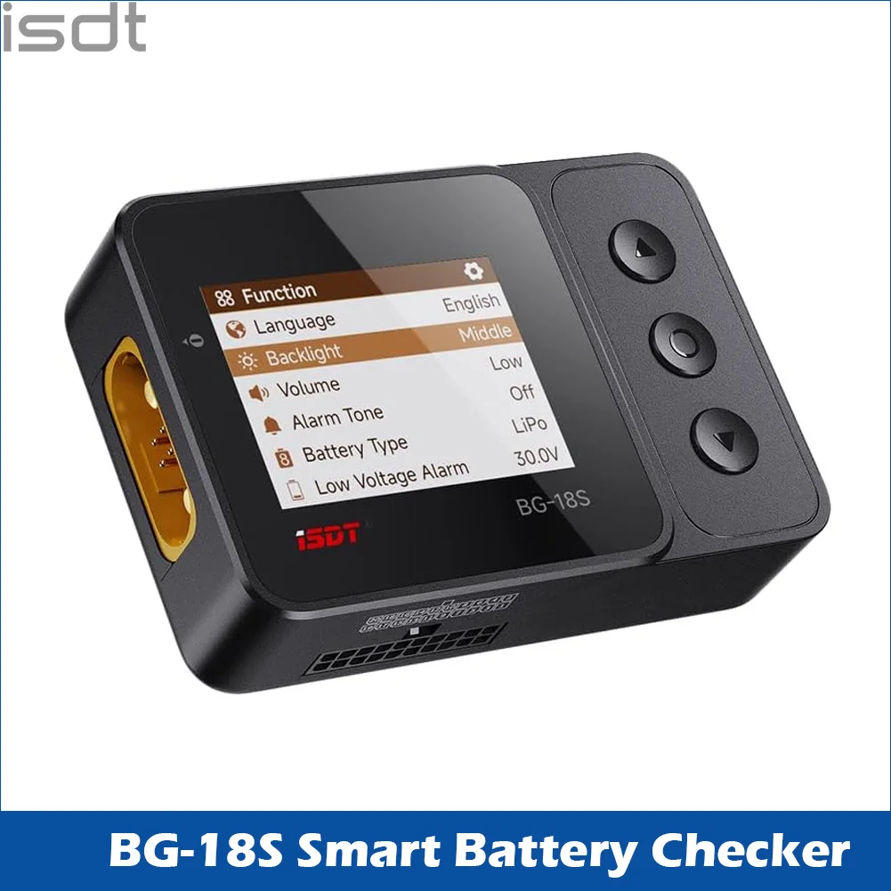ISDT BG-18S Smart Battery Checker 12S-18S LiPo LiFe LiHV ULiHV Battery Voltage Tester IPS Display Cell Balance Detector