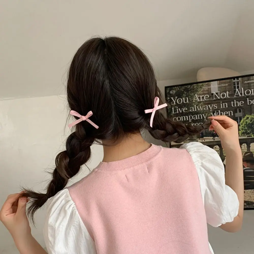 女の子用の小さなリボン付きヘアクリップ,ヘアアクセサリー,弓付き,かわいい,甘い,髪留め