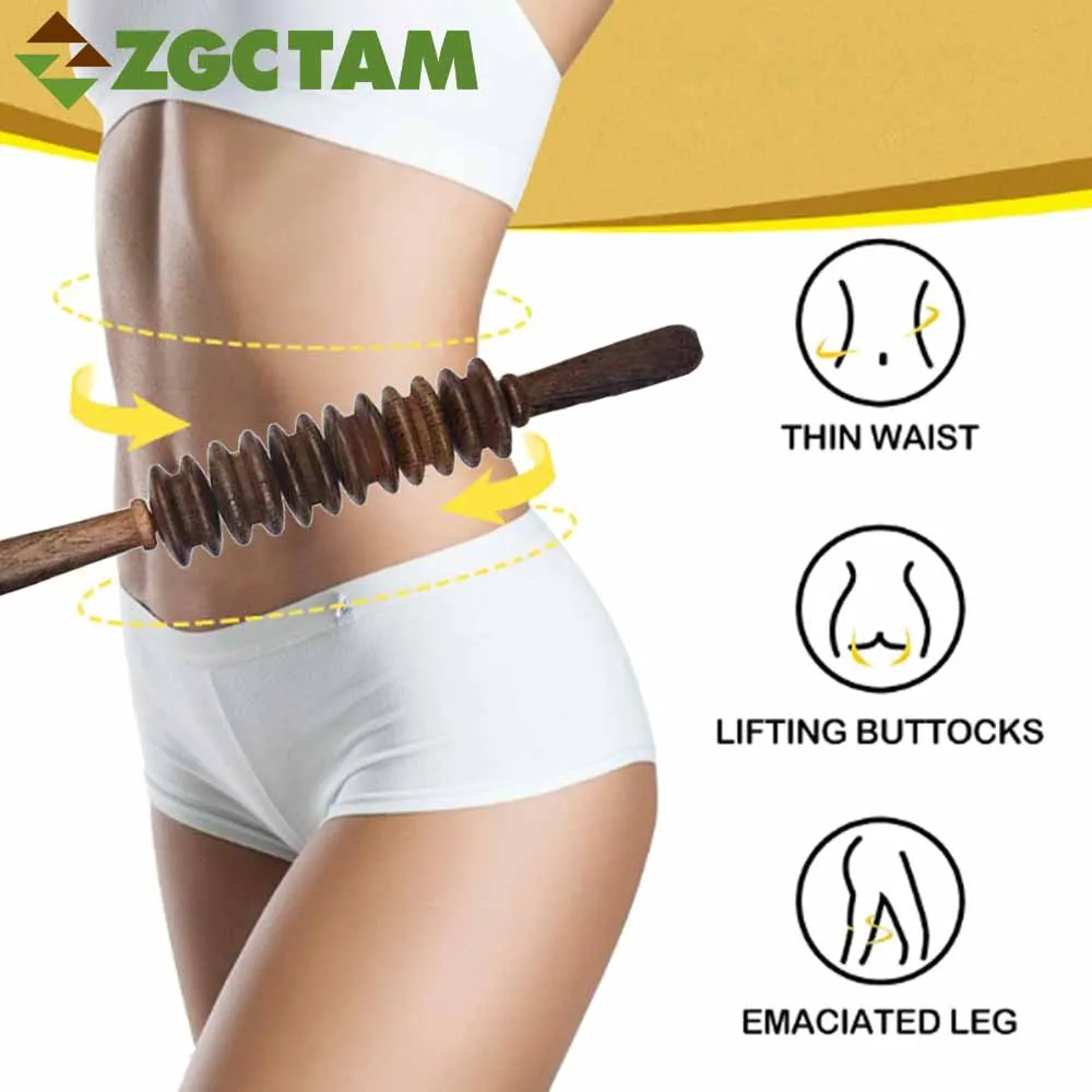 

Wooden Massage Roller Stick, Whole Body Meridian Unclogging, Relieve Muscle Soreness, Promote Lymphatic Drainage