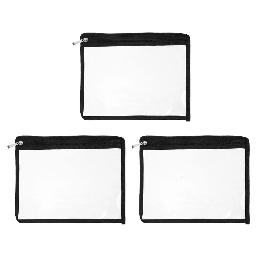 

3 шт., прозрачный держатель для документов из ПВХ, прозрачный пенал, сумка на молнии, небольшой органайзер для хранения для школы, офиса, путешествий