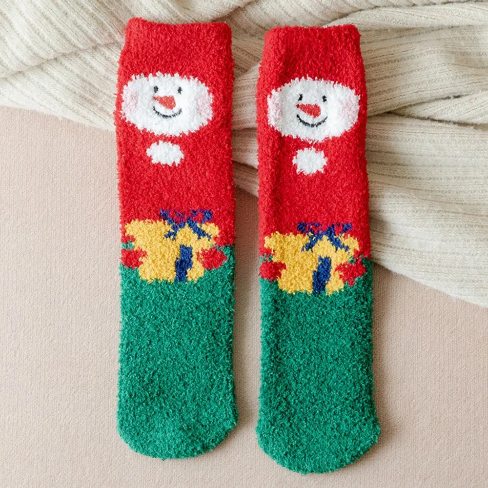 Cartoon Middle Tube Santa Duck Korean Style Fashion Design Christmas Hosiery Women Socks Coral Fleece Socks Floor Socks
