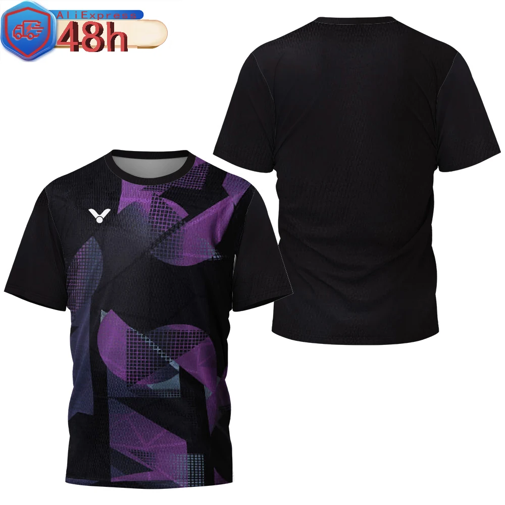 Spliced Geometry Badminton T-Shirt Luxury Brand Short Sleeve Men's Summer Table Tennis T-Shirt Quick Dry Short Sleeve T-Shirt