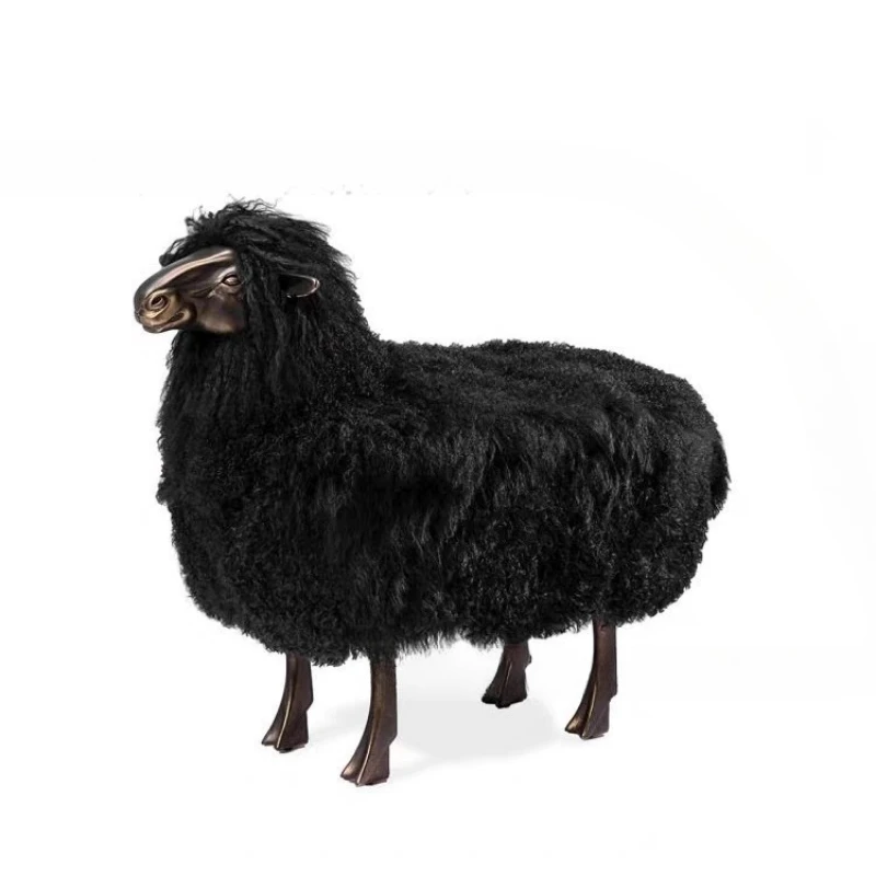 

Creative Sheep Sean FRP Leisure Chair Wool Simulation Animal Sofa Chair Living Room Hotel Art Decoration