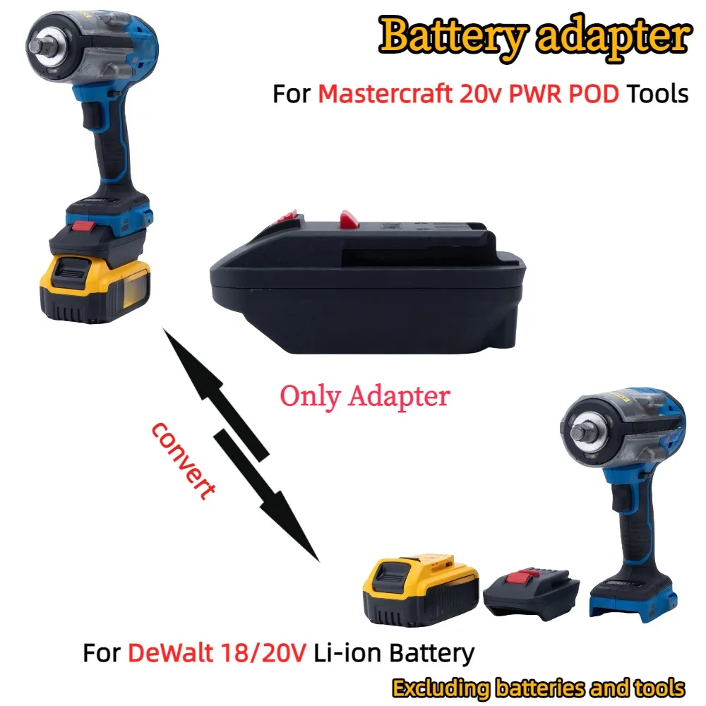 Battery Adapter for DeWalt 18/20V XR Li-ion Battery TO Mastercraft 20v PWR POD Power Tools Accessory (Only Adapter)
