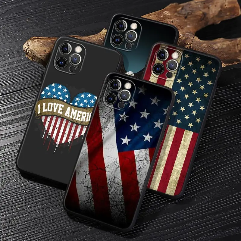 

American Dollar USA Flag Funda For iphone 14 Case For iPhone 15 11 12 13 Mini 14 Pro Max XS X 7 8 Plus 6 SE 2020 Case Soft Cover