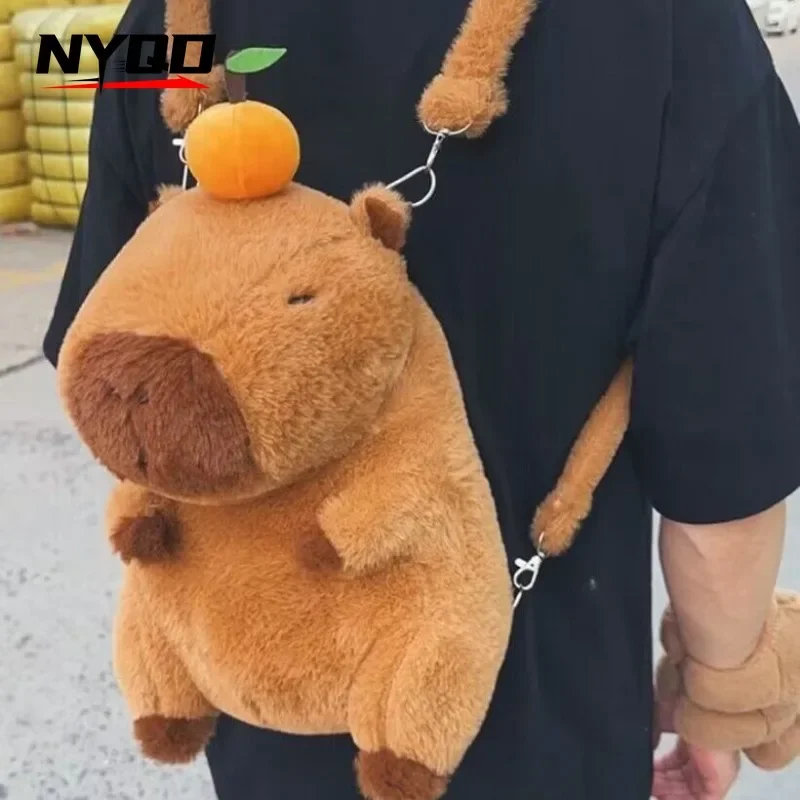 Children Shoulder Bag Capybara Plush Backpack Female Kawaii Fashion Plushie Doll Fur Mini Knapsack Bags Gifts For Girlfriend